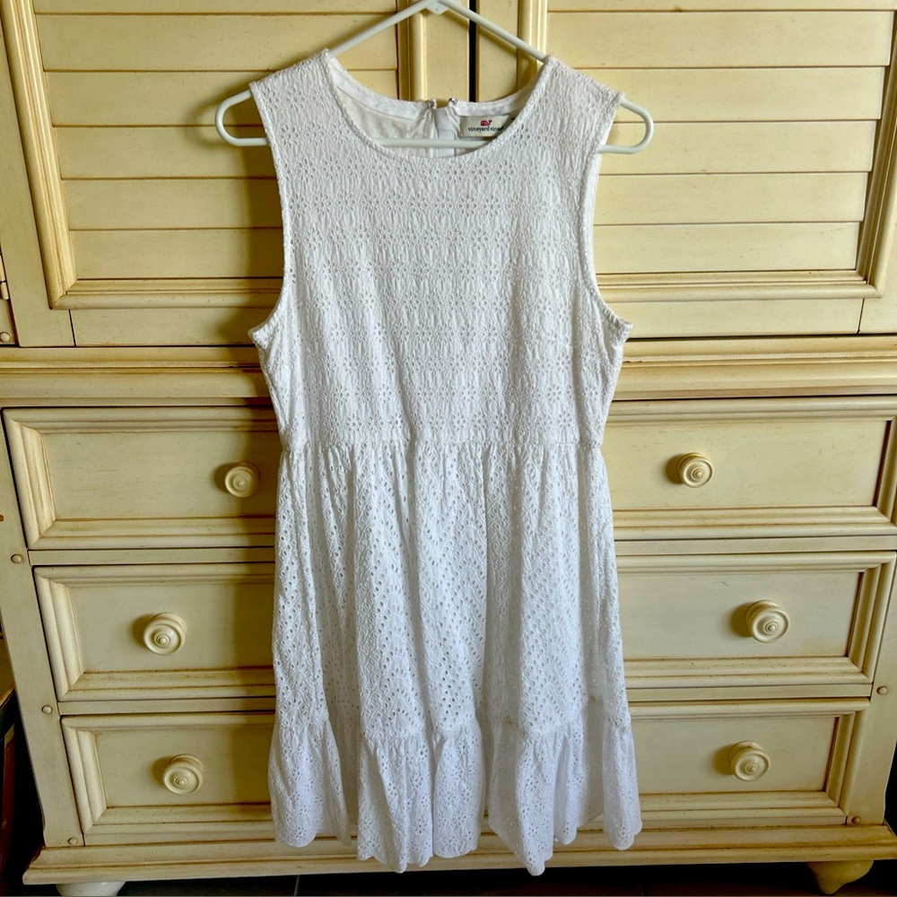 Vineyard vines Allamanda Eyelet Sleeveless knee length Dress White nwt size 8